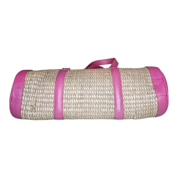 Y2K JUICY COUTURE Woven Straw Wicker Barrel Purse w/Cherry Charm - Picture 3 of 13